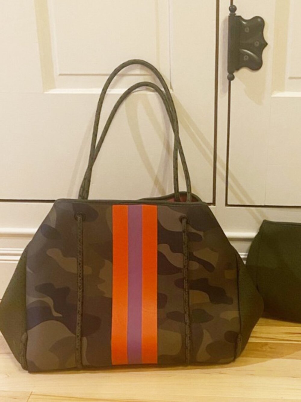Camouflage Tote Bag with Stripes